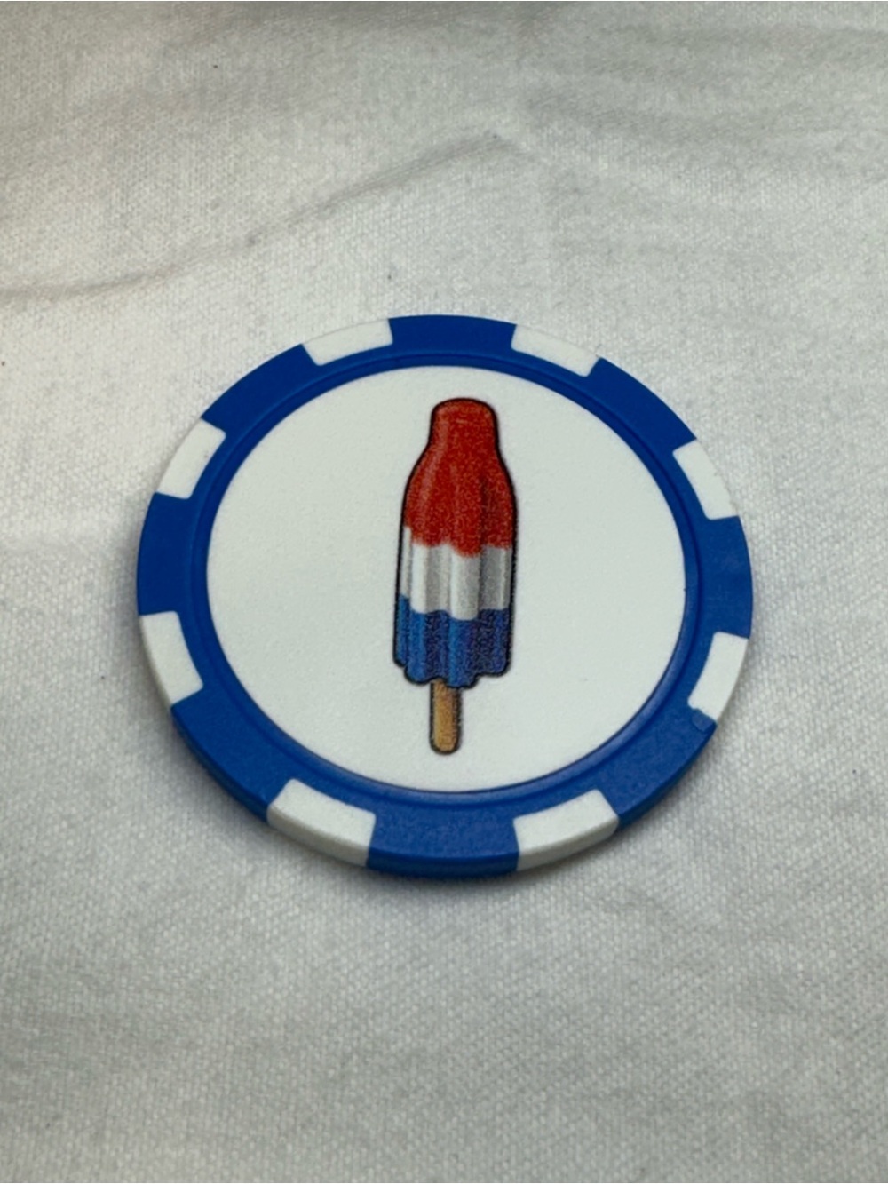 Blue and White Popsicle Poker Chip Golf Ball Marker